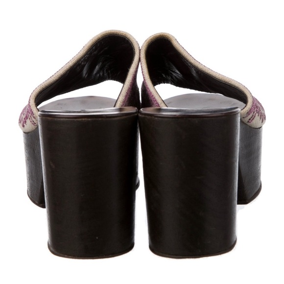 Giuseppe Zanotti Beige Canvas Embroidered Chunky Platform Sandal Slides Sz 37.5 - Picture 4 of 12